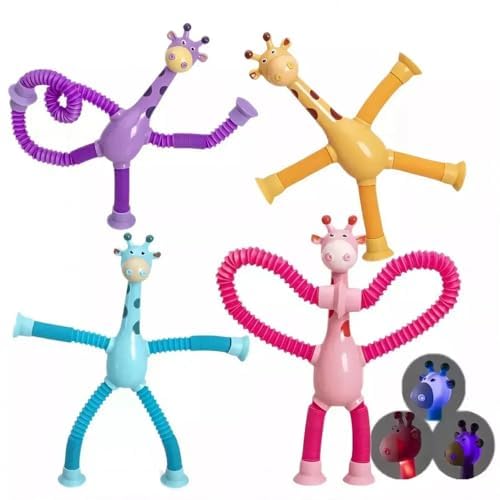 Brinquedo Girafa Estica Puxa Gruda Para Crianças e Anti Estresse 3 Unidades (Azul, Rosa e Roxo)