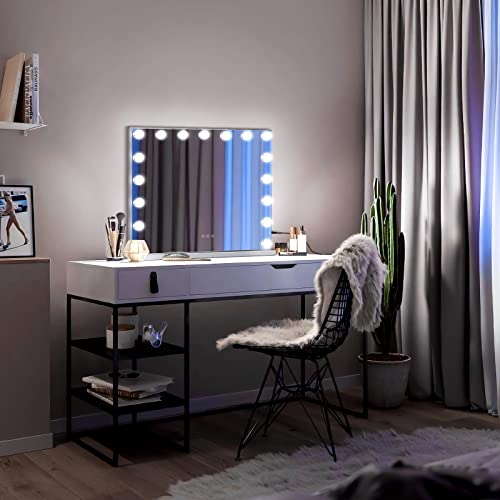 Daslava Vanity Mirror With Lights 25" X 21" Large Hollywood Vanity Mirror With Lights 17 Bulbs 10X Magnifying Compact Mirror, 3 Colors Modes, Touch Control Mirror With Lights, Usb Charging Port #TOP7