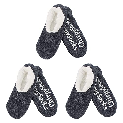 Image of BambooMN Adult Women Super Soft Warm Cozy Fancy Yarn Slippers Non-Slip Lined Socks, Indoor Comfy House Slippers, 3 Pairs