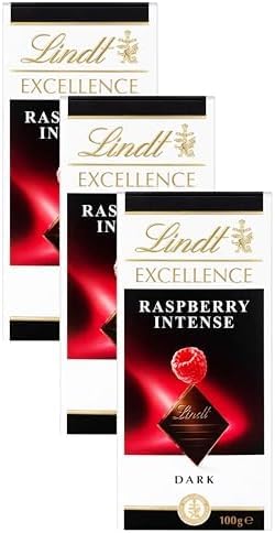 Lindt Excellence Dark Raspberry Chocolate Bar, 100g (Pack of 3)