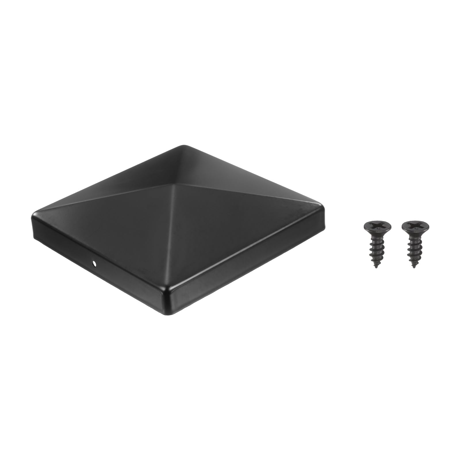 sourcing map 141 x 141mm Pyramid Post Cap, 1Pcs Galvanized Steel Fence Post Cover with Screws for Wood/Metal Fence Posts, Mailbox Pyramid Cover, Outdoor, Garden, Decks, Black