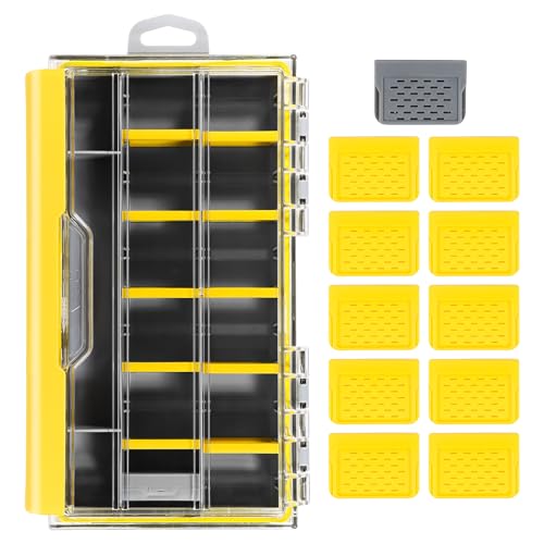 Image of RUNCL 3500 Standard Fishing Tackle Box, Waterproof Floating Lure Storage Box with Adjustable Dividers, Clear Rust-Proof Utility Tray for Terminal Tackle, Hooks and Sinkers