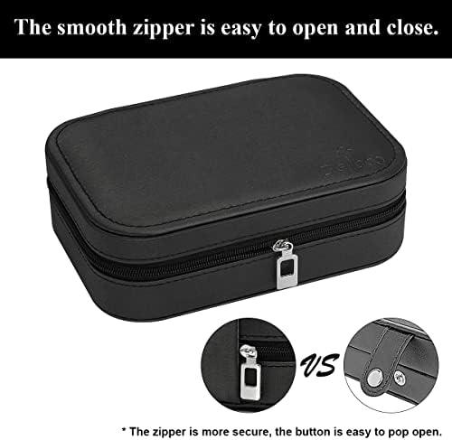 BELICOO Jewellery Travel Case, Faux Leathe Jewellery Travel Organiser for Earrings,Rings,Necklace Portable Jewelry Box for Women Girls with Mirror(Black)
