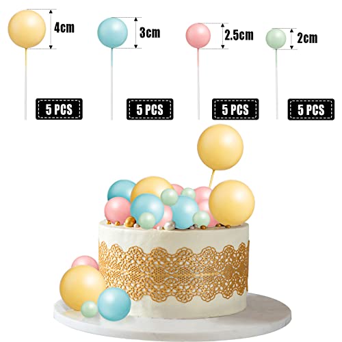 Balls Cake Topper Mini Balloons Cake Topper, Colorful Foam Ball Cake Picks Cupcake Diy Cake Insert Topper Baking Decoration For Anniversary Graduation Birthday Party Baby Shower, 20 Pcs #TOP6