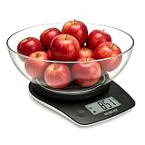 NUTRI FIT Digitale Küchenwaage mit 2L Schüssel, 5kg/11lbs, Schwarz