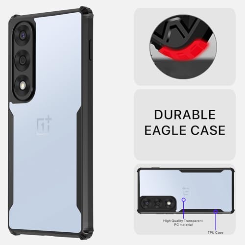 Image of Pikkme Back Cover for Oneplus Nord 5 5G | Ultra Hyrbid | Full Camera Protection | Raised Edge | Crystal Clear Transparent Bumper Case (Black)