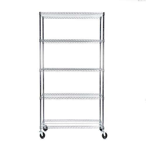 Racking Solutions - Estantería móvil cromada de 5 niveles (1838 mm de alto x 907 mm de ancho x 457 mm de profundidad)