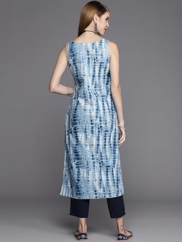 Image of Varanga Women Straight Printed Siver Laced Kurta