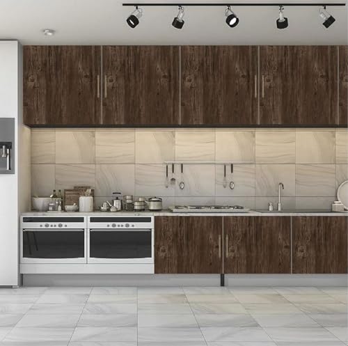 Image of WISDOM Thick Rustic Wood Wallpaper Peel and Stick Brown Wood Contact Paper Waterproof Self Adhesive Contact Paper for Kitchen Cabinets Countertops Drawer 12x60 Inch, Rustic Wood