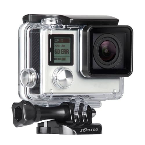 SOONSUN Standard Protective Waterproof Dive Housing Case for GoPro Hero 3/3+/4 Black Silver Camera - 40 Meters (131 Feet) Underwater Photography