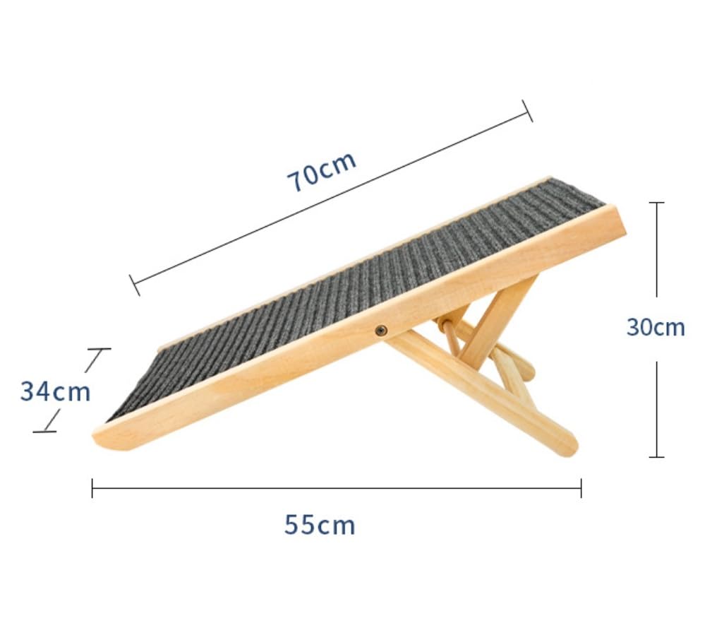 Rampa Dla Psa | Rampa Dla Psów Wykonana Z Prawdziwego Drewna | Regulacja Wysokości I Składanie | Antypoślizgowy | Rampa Dla Psa Do Samochodu, Łóżka I Sofy (Material : A, Size : M)