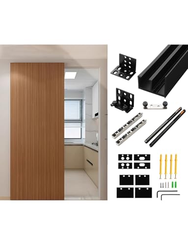 Kit de herrajes para puerta corredera motorizada, riel de aluminio oculto para instalación oculta en puertas de madera o vidrio, funcionamiento suave y silencioso