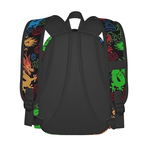Unisex Lightweight Casual Backpack for Travel, Men Women Large Capacity Bookbag Daypack Rucksack Compatible with Cool Chinese Dragons Bookbag Backpack for Picnic Hiking4