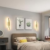 Riserva Lampa ścienna Led do wnętrz 16 W, 1800 lm, kreatywna długa równoległa nowoczesna lampa ścienna 3000 K, ciepłe światło, akrylowa oprawa ścienna do salonu, sypialni, schodów, korytarza (złota)