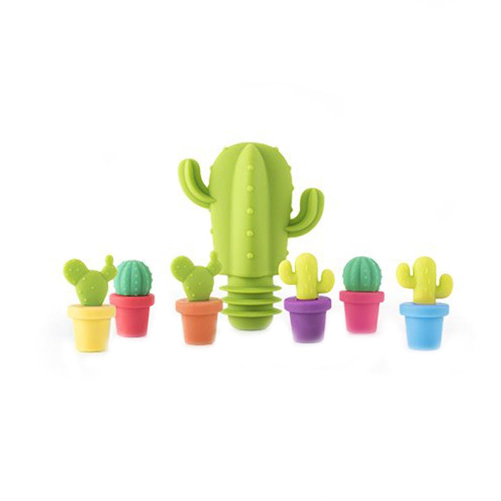 Bouchons de bouteille de vin silicone étanches anti-gaspillage cactus