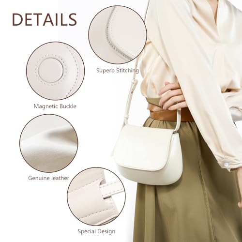 Image of MFFOR Small Crossbody Bags, Leather Purses for Women, Cross Body Purse | Genuine leather, 8.2*3.1*6.2inch, Magnetic clasp, Adjustable strap, Solid color, Sleek design