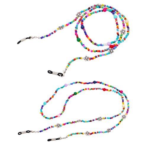 NOLITOY Fashion Rice Bead Eyeglass Chain, Anti-slip Glasses Cord Holder Strap for Women, Lightweight Eyewear Retainer Suitable for Sunglasses and Reading Glasses