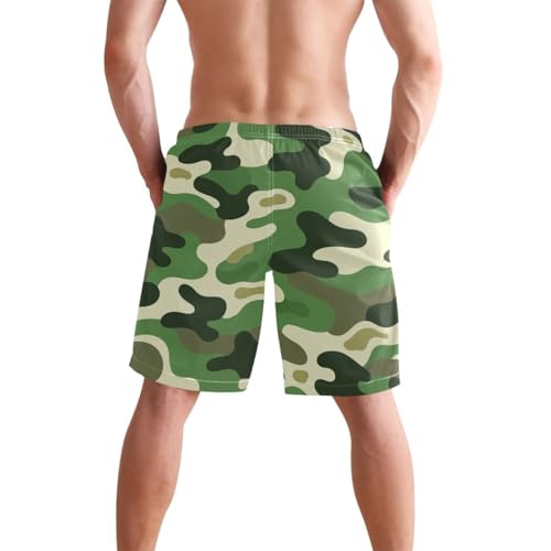 Men's Swim Trunks Quick Dry Swimming Shorts with Pocket Camouflage Pattern with Green Swimsuit Trunks2
