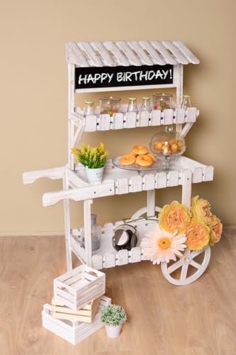 Regalos Miguel - Carritos Candy Bar - Carrito Candy Bar Kiwi Blanco Envejecido