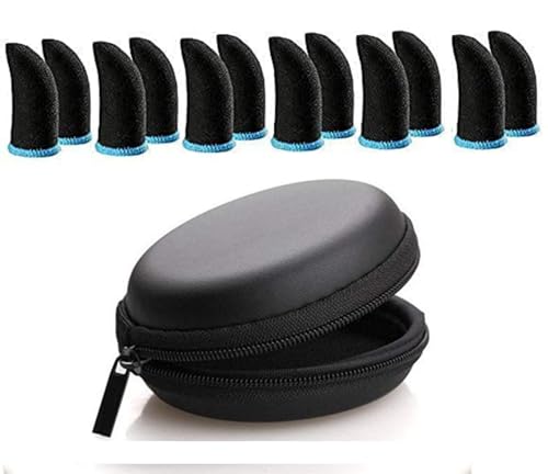 Image of CERLINK (12 Pcs with Black Pouch) Pubg Anti-Slip Thumb Sleeve, Slip-Proof Sweat-Proof Professional Touch Screen Thumbs Finger Sleeve for Pubg Mobile Phone Game Gaming Gloves Multi Colour