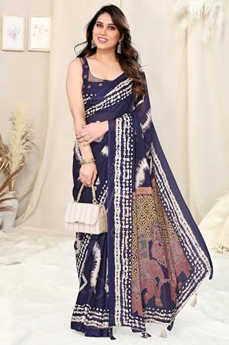 Image of MIRCHI FASHION Saree for Woman Chiffon Shibori Printed | Lightweight Regular Use and Professional Office Sari with Blouse Piece