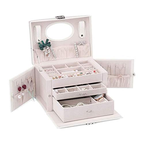Preisvergleich Produktbild LKNJLL Schmuck-Box, Schmuckschatulle Multi-Funktions-Großvolumige Finishing Box, Ring Mehrschichtige Schmuck Storage Box weiblich, Haushalt Reise, einfach zu tragen