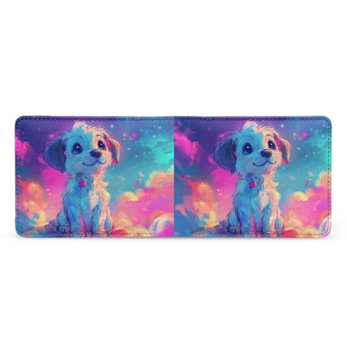Image of Coldinair Watercolor Dog Boys Wallet Teen Wallets for Kids Aged 9-12 /8-10 /8-12 with Wallet Card,Leather Bifold Wallet Slim Coin Purses with 4 Credit Card Slots
