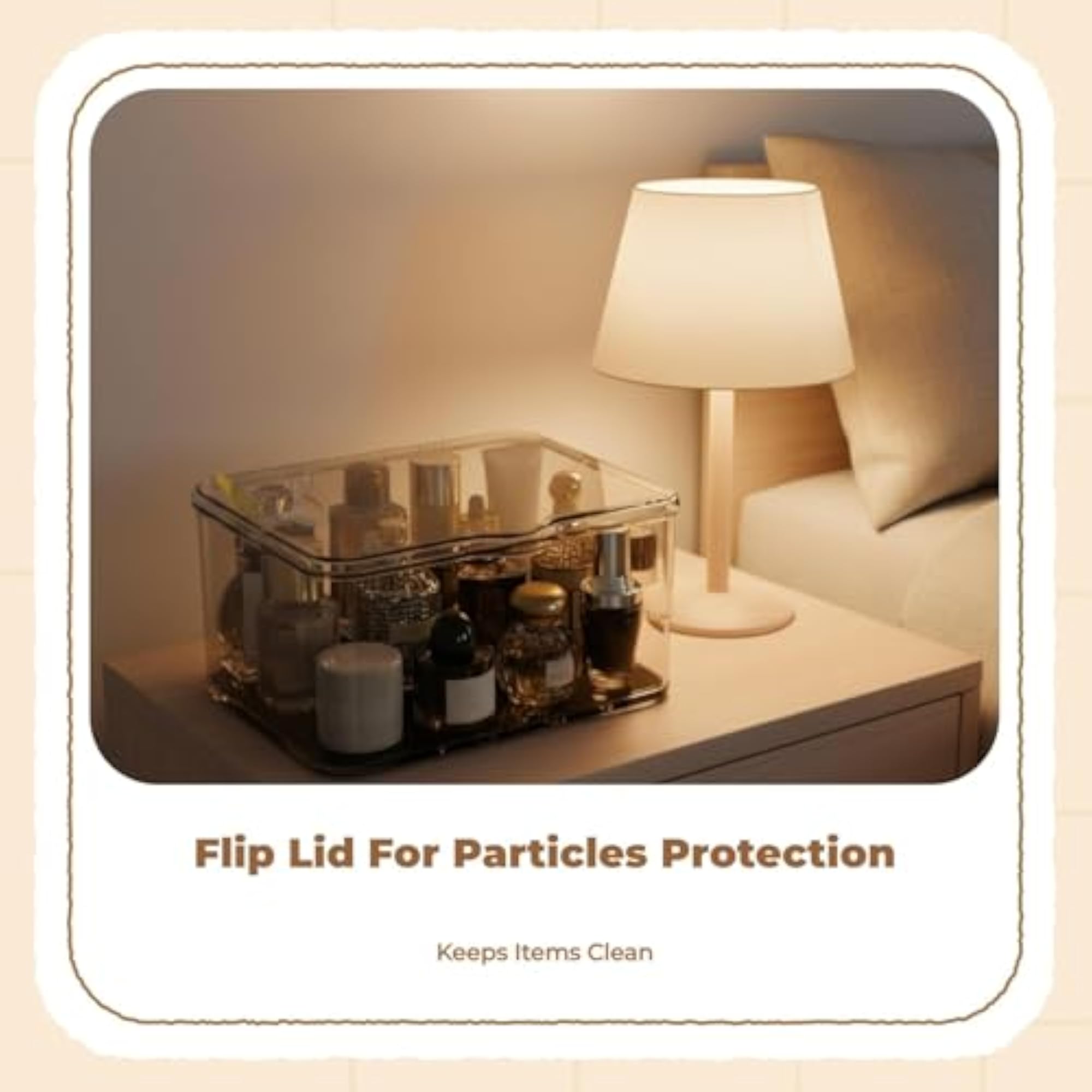 Acrylic Storage Box, Clear Hinged Lid Organizer