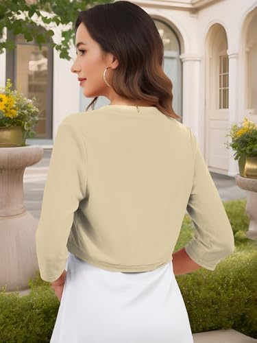 Image of Women's Long Sleeve Shrugs Lightweight Open Front Cropped Cardigan for Women S-2XL