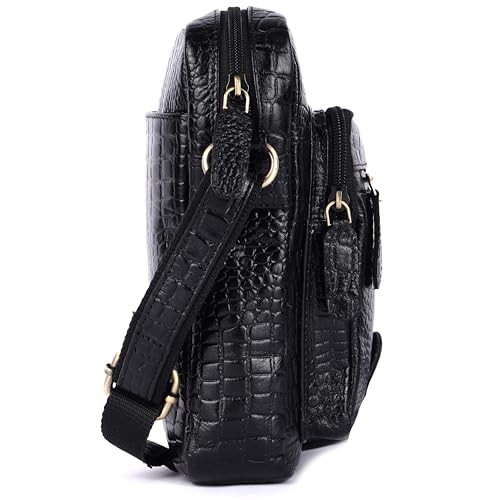 Image of Premium Genuine Leather Messenger Sling Bag for Men & Women - Multipurpose Crossbody Bag with Adjustable Strap & Multiple Pockets for Travel, Office, Work, College & Daily Use