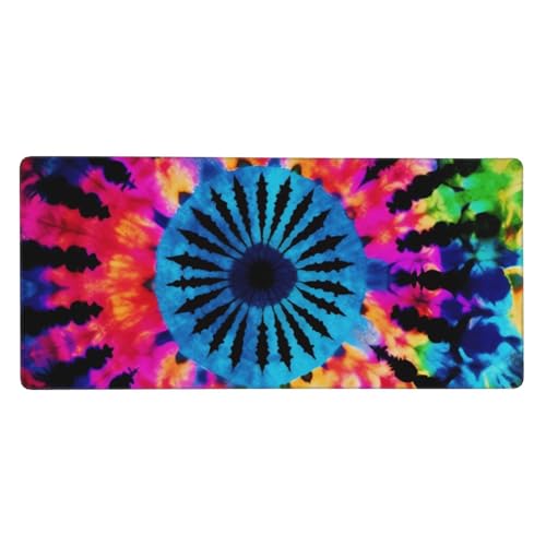 Tapis de souris de jeu étendu XXL 90x40 cm au design tie-dye imprimé en haute définition