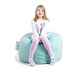 Big Joe Fuf Small Foam Filled Bean Bag Chair, Turquoise Plush, Soft Polyester, 2 feet