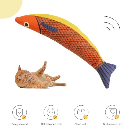 Juguetes de hierba gatera para gatos en forma de pez Xweptuy pack de 3 con sonido para el aburrimiento 7