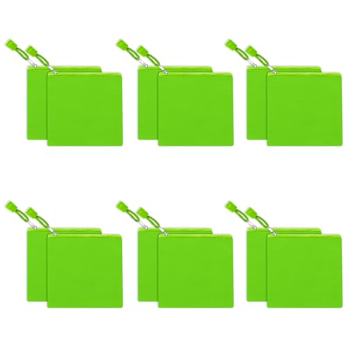Fassave 12 Pack DIY Craft Cotton Canvas Bag, Multi-Purpose Cosmetic Bag Makeup Pouches with Zipper Travel Toiletry Bag (XS, Green)