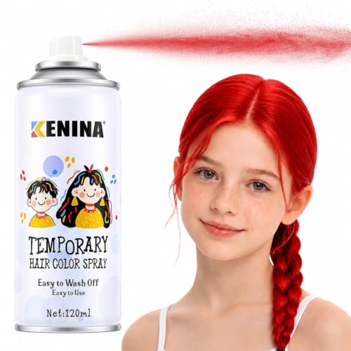 Red Hair Spray Color Temporary Hair Color Spray for Kids Women Men, Red Temporary Hair Dye, Washable Hair Wax Color,1-Day Hair Color Wax With Non Damaging for Halloween Makeup, Cosplay, (4.06 oz)