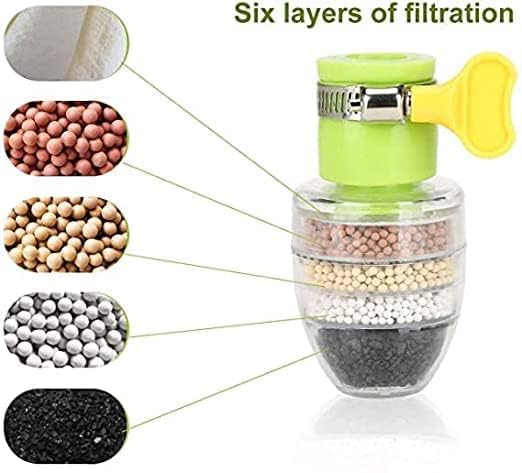 Image of Black Gold Tap Water Purifier Filter Faucet 6 Layer Carbon Activated Dust Chlorine Remover Water Softener for Drinking Cartridge Alkaline Taps for Kitchen Sink Bathroom Wash Basin Green