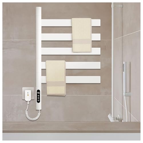 Toallero calefactable para baño con temporizador digital y pantalla LED 180°