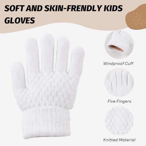 Image of JANGANNSA Cold Weather Kids Gloves Warm Knitted Children Magic Glove With Fleece Lining Winter Gloves For Boys Girls