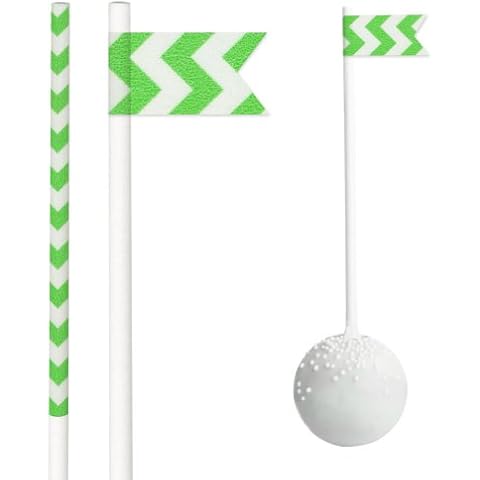 Dress My Cupcake DMC29968 25-Pack Party Cakepop Sticks DIY Kit, 4.5-Inch, Green Chevron Cover
