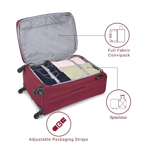 Image of VIP Totonto - S03 Set of 3 (Cabin+Medium+Large) Trolley Bag, Cm | Combination Lock | 2 Wheels | 7 Year International Warranty | Red & Three Grey Duffle Bags