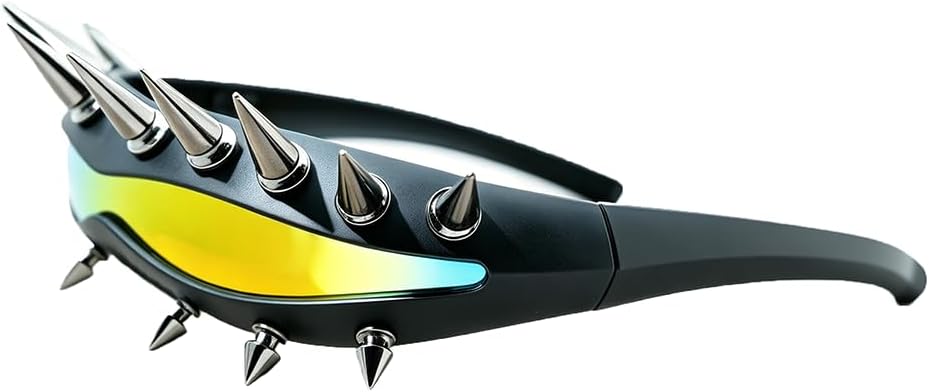 Punk Rivet Sunglasses,Colorful One-Piece Lens Glasses Spike Party Glasses for Cosplay Club Nightclub Eyewear