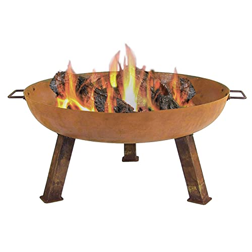 Sunnydaze 30-Inch Cast Iron Heavy-Duty Fire Pit for Outside - Wood-Burning Outdoor Fire Pit Bowl with Handles - Oxidized Finish