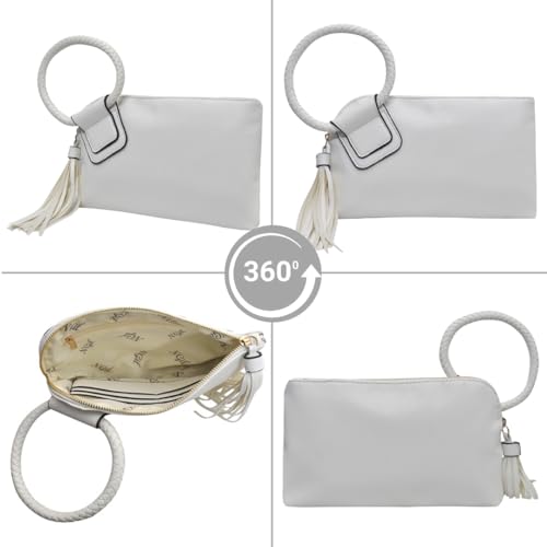Image of NGIL Faux Leather Mini Wristlet Purse | Women's Handbag, Fashion Wristlet Wallet, Compact Everyday Purse with Fringe Tassel