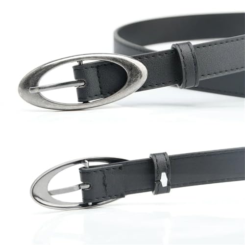 Women’S Casual PU Leather Belt With Oval Alloy Buckle 2Cm Wide Simple Jeans Trousers Accessory Waistband4
