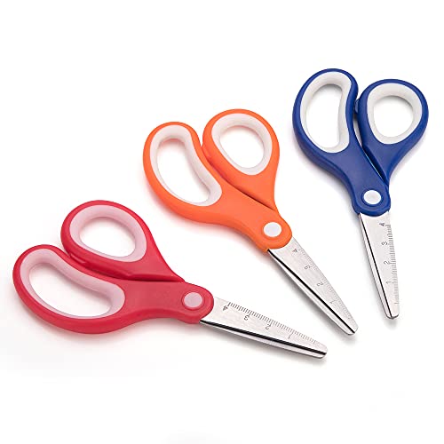 Arcanthite Kids Scissors (24 Count Teacher Pack, Rounded-Tip, 5.5 Inch) - 5.5’’ Soft Touch Blunt School Student Scissors Shears At-003-24 #TOP3
