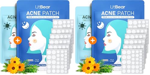 LitBear Acne Pimple Patches - Day and Night 4 Sizes 180 Dots