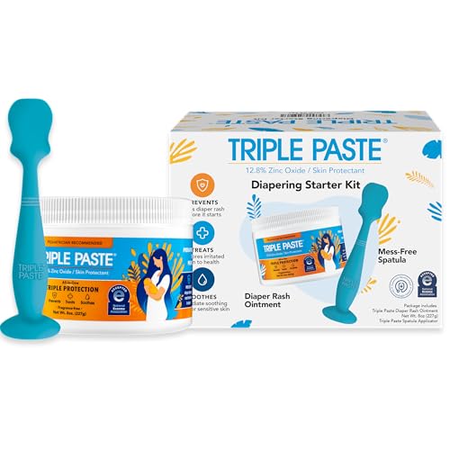 Image of Triple Paste Diaper Rash Cream and Spatula Bundle - 8 oz Zinc Oxide Ointment and Spatula Treatment, Soothe and Prevent Rash with a Pediatrician-Recommended Hypoallergenic Formula