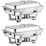 Giantex 2 Packs Chafing Dish 9 Quart Chafer Dishes Buffet Set Stainless Steel Rectangular Chafing...