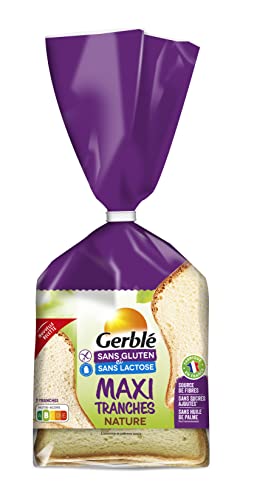 Gerblé Pain maxi moelleux nature Sans Gluten & Sans lactose, Riche en fibres, Moelleux, 7 Tranches, 350 g, 210217, l'emballage peut varier