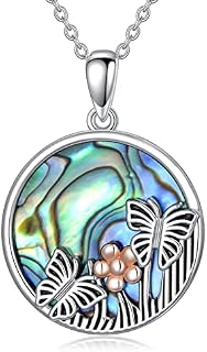VONALA Animal Necklace Sterling Silver Butterfly Cat Dog Unicorn Wolf Phoenix Frog Mushroom Necklaces with Crystal Abalone Shell Jewelry Gifts for Women Girls